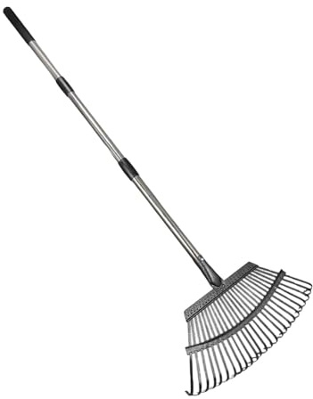 F Fityle Rastrello per Foglie da Giardino con Manico telescopico, Manico Lungo, rastrello per pollaio, detriti, Erba Tagliata, Campeggio, Cortile, arbusti