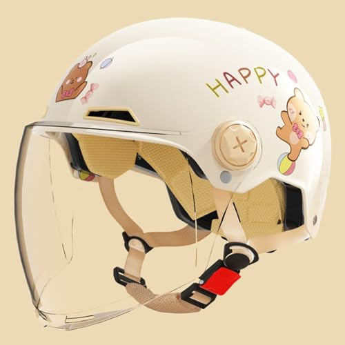 Casque Jet Moto Enfant, Homologué ECE 22.06, Casque Scooter Enfant avec Visière Pare-Soleil, Demi-Casque Moto pour Garçons Et Filles De 6 À 12 Ans F,53-60cm