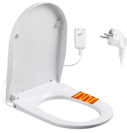 Intelligent smart toalettsits WC bidé, toalett dusch bidé uppvärmd sits, 3 temperaturinställningar, intelligent toalettlock med automatisk sänkning, temperaturdisplay, nattljus, V-typ