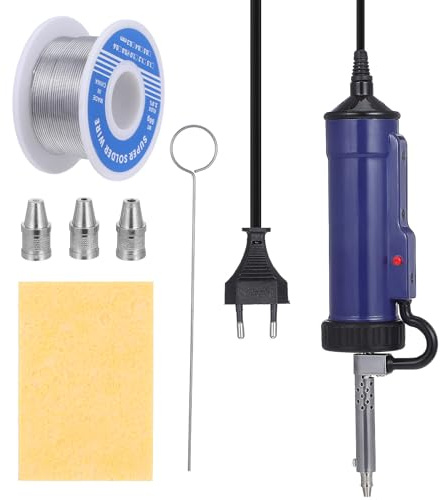 GRIRIW Bomba Desoldadora Eléctrica Portátil Ac220 con 3 Boquillas, Carcasa Acero Inoxidable, Herramienta de Soldadura y Estación Desoldadora para Eliminar Estaño en Pcb y Electrónica