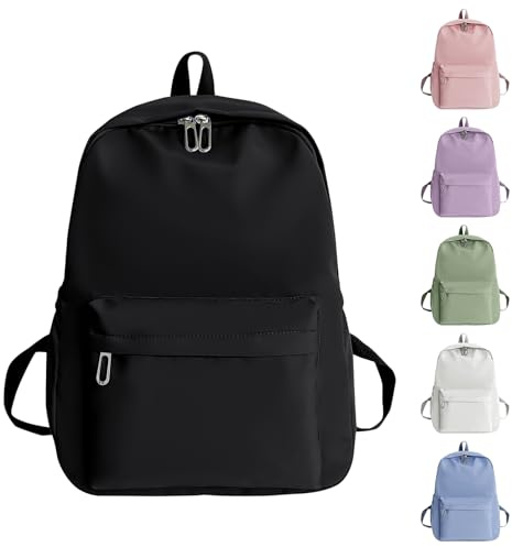 Risipu School Backpack for Girls Women Causal School Bags Teenage Boys Lightweight Travel Backpack Men Rucksack Water Resistant Bookbag for College (Black)