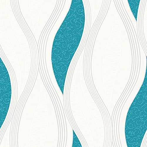Papier Peint Texturé En Relief Vague Turquoise Direct Wallpapers E62001