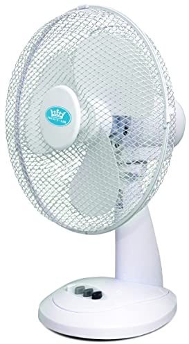 Prem-i-air 12 Inch Table Electric Powerful Oscillating Portable Cold Air Cooling Desk Fan with 3 Speed, Adjustable Tilt, Low Noise, Use in Homes and Offices White