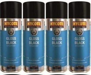 Hycote XUK0272 Gloss Black Fast Drying Spray Paint 400ml X 4