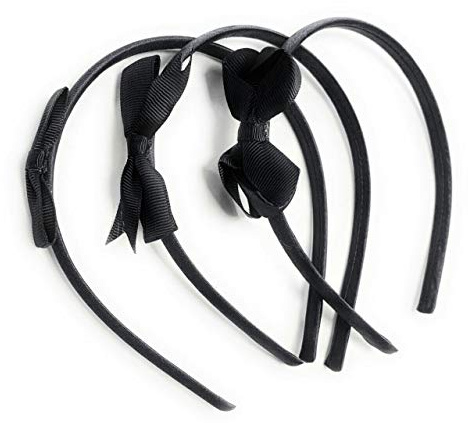 3 x skolhårrosetter på pannband Alice-band enhetliga färger rosett pannband set, Svart, en storlek