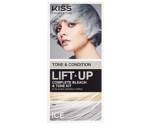 KISS Lift Up Complete Hair Bleach Kit with Revitalizing Plex Serum to Protect from Damage, Maximum Strength to Lighten Dark or Resistant Hair, Complete DIY 6-Pc Kit