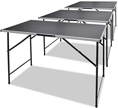 TEWTX7 3 STK. Tapeziertisch mit Eisenbeine Klappbar Partytisch Arbeitstisch Multifunktionstisch Beistelltisch Beer-Pong Tisch Tischplatte - MDF 100 x 60 x 82 cm