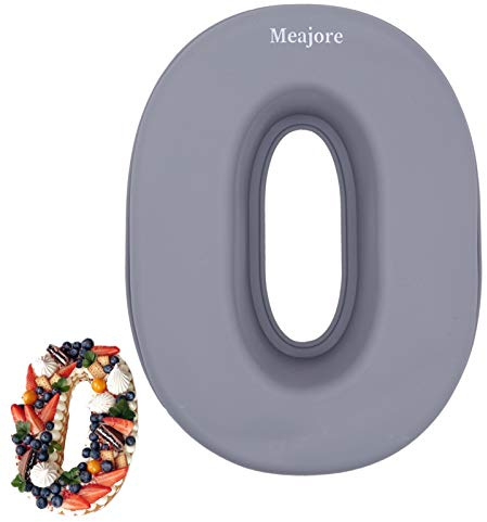 Meajore 3D Large Number Cake Mould,Silicone Baking Letter Ectangle Novel Cake Tins for Birthday Festival and Relationship Marry Anniversary Wedding Party,10 inch Number of 0