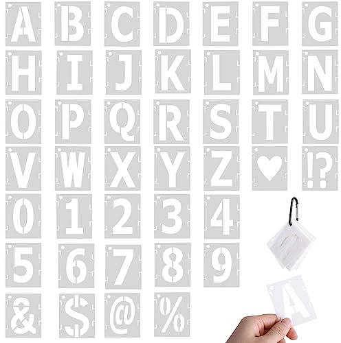 Sibba 42 Stück Alphabet Zahlen Buchstaben Schablonen Zum Malen Wiederverwendbare Alphabet Vorlagen 5.1 Cm Personalisierte Textschablonen Wandschablone Diy Handwerk Auf Holz Wand Heimdekoration