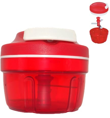 SPORWAY Taglierina Manuale per Cipolle e Verdure, Tritatutto Con Corda per Frutta, Noci, Aglio (Rosso-1)