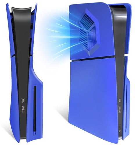 arVin - Guscio laterale di ricambio per PS5 Slim, cover di ricambio con prese d'aria di raffreddamento per PS5 Slim Disc Edition, accessorio antipolvere per console PS5 Slim, custodia in ABS - Blu