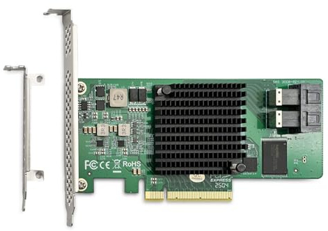 12G Interne PCIe Controller-Karte, 8 Ports 12Gb/s SATA+SAS HBA-Karte, Broadcoms 3008 Chip, PCI Express 3.0 X8, 2X SFF-8643 Ports, wie SAS 9300-8I mit Low Profile Halterung