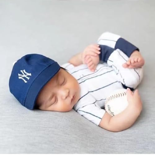 Vomdrok Newborn Photography Props Baby Baseball Outfits Cute Hat Pants Set Infant Baby Boy Girl Photoshoot Props Costume (White)