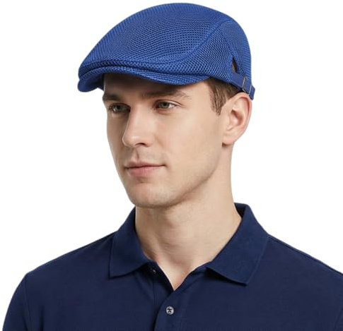 HIQIU Unisex skärmmössa baskermössa män andas nät, platt keps män sommar Gatsby Newsboy basker mössa, glidande mössa män sommar hatt sportmössa justerbar 55 cm – 60 cm, blå, M-L