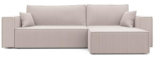 GREKPOL Canapé d'angle Convertible 276x145 Tissu Poso à Gauche ou à Droite - Sofa XL avec Espace de Rangement - Canapé 3 Places Convertible