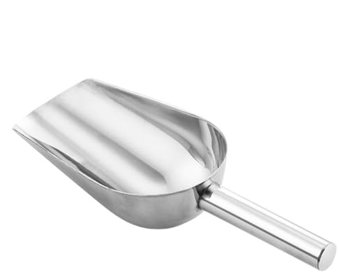 Pala de hielo de acero inoxidable – Cuchara de hielo para máquina de hielo, cuchara para servir hielo, cuchara de hielo con asa, cuchara multiusos de cocina para productos secos, dulces, granos de