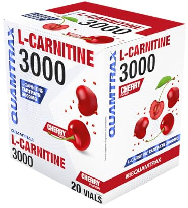 Quamtrax Nutrition - L-Carnitine 3000 (L-Carnitina 3000) - 20 viales - Sabor Cereza - Metabolismo de grasas, energía y absorción rápida)