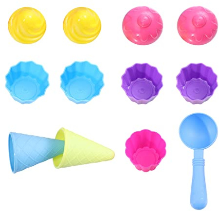 PERSELOSO Set de Jouets de Plage pour Moules à Sable Forme de Gâteau et Glace pour Activités Extérieures