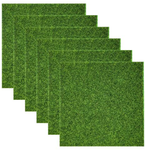 LXUEJIE 6 Stück Kunstrasen, 15 x 15cm Kunstrasen Teppich Miniatur deko Garten Künstliche Moos Deko für Basteln DIY Mikrolandschaft Puppenhaus