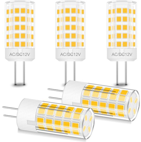 TRIJZHOU G4 Led Warmweiß Birnen, 4W leuchtmittel 12V LED Lampe, Ersatz für 30W 40W Halogenlampen,400LM AC/DC LED JC T3 G4 Bi-Pin Sockel, Nicht Dimmbar, 360° Abstrahwinkel Spot, 5er-Set