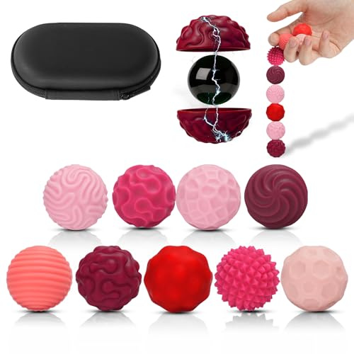 Ainiv 9 Piezas Silicona Bolas Magnéticas Anti-Estrés, Rojo Pequeño