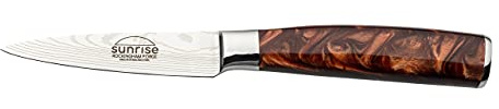 Rockingham Forge Sunrise Collection 3.5 Paring Knife, Stainless Steel with Resin Handles, Amber Brown RF-2101BR