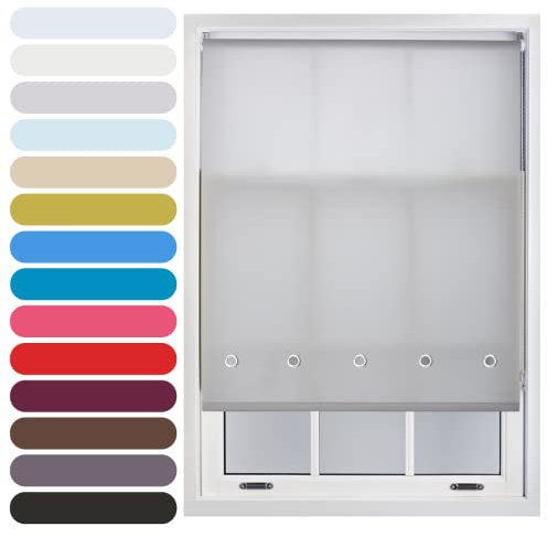 FURNISHED Daylight Roller Blind with Round Eyelets Trimmable, Grey, 45W x 165L cm