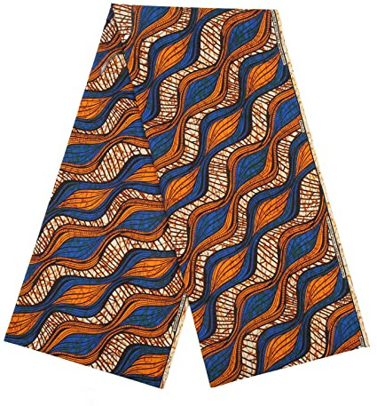 Tessuto Africano da 6 Yarde, Tessuto con Stampe a Cera in Poliestere Africano Motivi Colorati Tessuto con Motivi Geometrici per Abiti da Festa(#2)
