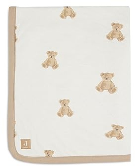 Jollein 513-522-66095 Kinderdecke mit Teddyfell Teddybär weiß (100x150 cm)
