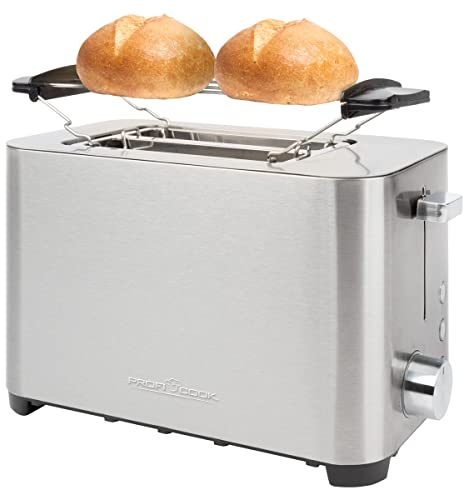 ProfiCook® Toaster | 2 Scheiben-Toaster | Edelstahlgehäuse | Wide Slot | Brötchenaufsatz (abnehmbar) | Stufenlos einstellbarer Bräunungsgrad | Krümelschublade | Kabelaufwicklung | PC-TA 1251