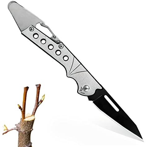 XiXiRan Couteau Serpette Pliant, Couteau à greffer et à Couper, Couteau de Greffage Professionnel, Couteau de Jardin Pliable, Couteau de Jardinage de Greffage, Couteau de Poche