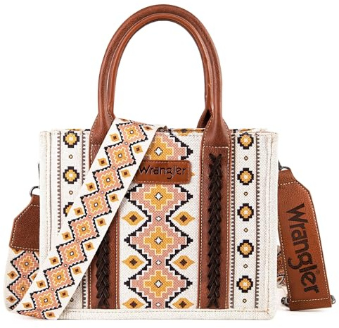 Wrangler Purse for Women Boho Aztec Tote Bag Hobo Shoulder Top Handle Handbags with Wide Guitar Strap Fall Collection Gift XY6 WG2202-8120SCF