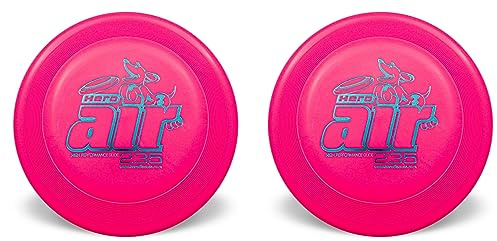 Hero Disc USA Hero Air 235 Dog Disc, Outdoor Hundespielzeug und Haustierscheibe, Leichte Hunde Flugscheibe 2 Stück (Rosa)