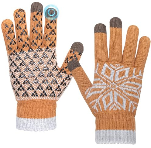 Long Keeper Gants Hiver Tactile pour Femme Homme Gants Chaud d'hiver en Tricot Anti Froid Mitaine en Polaire Chaude Gants pour Randonnée Conduite Ski Plein Air