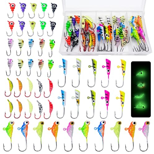 Bombite Eisangel-Jigs-Set, leuchtende Eisfischköder, harte Winterangeln, Eis-Jigs Crappie Jigs Eisangeln, 30 Stück/50 Stück