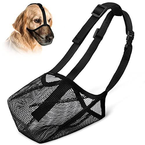 Adiwo Maulkorb für Hunde,Hunde Maulkorb mit Abgerundetem Mesh Schlaufe Atmungsaktiv Sicherer Schneller Sitz Für Kleine Mittelgroße und Große Hunde Verstellbare Fressschutz Hund ​Beißen und Kauen-M