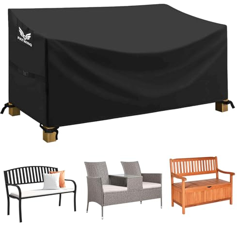 PATWING Schutzhülle für Gartenbank, Gartenbank Abdeckung, 600D Oxford Wasserdicht Winddicht UV-Beständig, Geeignet zur Abdeckung von Terrassenbänken, Rattanmöbelbänken (185 * 69 * 65/96cm)