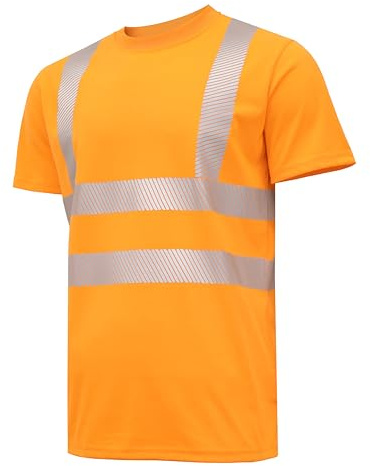 Högert Technik JURAL II varningsskydd T-shirt av polybomull | orange 2XL (56) | varningsväst reflekterande varningsväst andas lätt kortärmad skjorta kortärmad arbetskläder synlighet skjortor