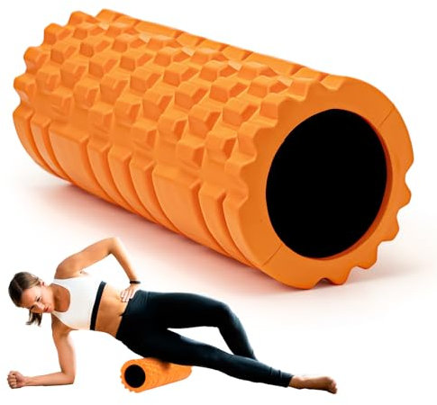 Krightlink Foam Roller High Density 13 Patented Exercise Roller for Deep Tissue Muscle Massage, Muscle Massage and Myofascial Trigger Point Release, Relieves Muscle Pain, Improves Mobility (Orange)