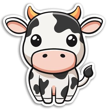 2 x 10 cm mucca adesivi in vinile – vitello nero bianco fattoria animali della fattoria personaggi Kawaii bambini cartoni animati carino ragazze ragazzi scrapbook adesivo #82000