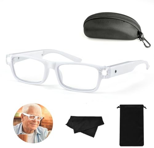 NZQXJXZ 300% Lupenbrille mit Licht, USB Wiederaufladbare LED Beleuchtete Vergrößerungsbrille, Freihändige Leselupe mit Licht für Senioren, Arbeiten im Nahbereich, Hobbys, Lesen, Basteln
