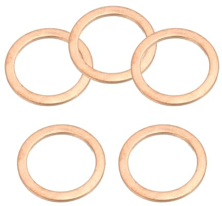 PATIKIL M20 Copper Washer Sealing Ring, 5 Pieces 20mm ID 26mm OD 1.5mm Thickness Metric Flat Sealing Gasket Crush Washer for Screws Bolt Sump Plugs Oil Drain