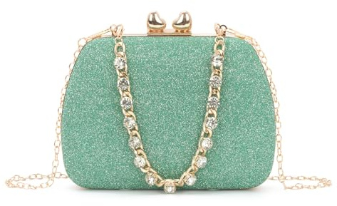 Syrads Mujer Bolso De Embrague De Noche Fiesta Boda Bolsos De Mano, Verde