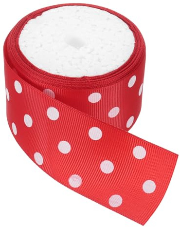 QUARKZMAN Nastri Grosgrain 5 Yards 1-1/2 Pollici Rosso con Nastri Bianchi a Pois Fiocco di Nastro per Decorazioni Artigianali Avvolgimento Matrimonio Fai da Te Handmade