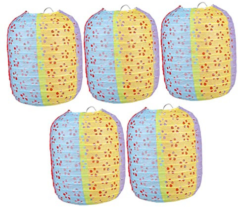 IWOWHERO 5 Pz Lanterne a Fiore Cavo Ghirlanda Decorazioni Iridescente Gazebo Paralume Festival Arredamento Decorativo Decorazione Lanterne Carta Lanterne Di Carta Vuote