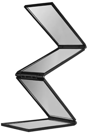 tiyiyok 360 Grad Spiegel, 4 Wege Spiegel, Kosmetikspiegel, Faltbarer Taschenspiegel Tragbarer Makeup Klappspiegel, Reisespiegel, Handspiegel für Haarstyling, Bartpflege, Make-up