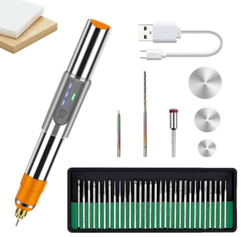 Pen de grabado de vidrio: herramienta de grabado de precisión, grabador de metal rotativo, diseño de mano ligero, configuración de velocidad ajustable | Ideal para joyas, madera, vidrio, piedra