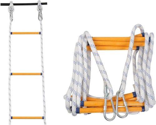 Fire Rescue Ladder Fire Escape Ladder Self-Rescue Ladder Outdoor Rock Climbing Rescue Ladder,Emergency Fire Escape Ladder 3m/9.8ft - Flame Resistant Rope for Quick Evacuation, Fast Deploy Fi
