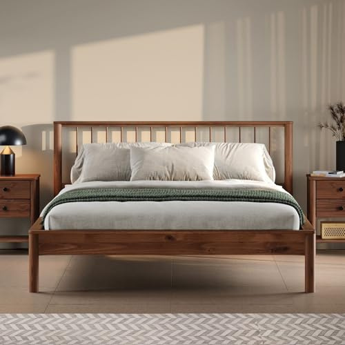 IDIMEX Lit 180 x 200 avec sommier APOANA en Bois Massif Coloris châtaignier, Cadre Robuste avec tête de lit à barreaux, lit Adulte Double King Size pour Chambre Confortable et Moderne