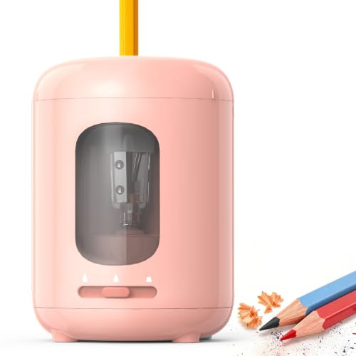 deli Electric Pencil Sharpener Battery Operated Mini Sharpener Pink